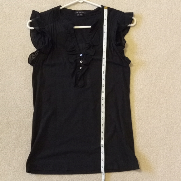 Theory Ruffle Cap Sleeve Button Top - Picture 7 of 7